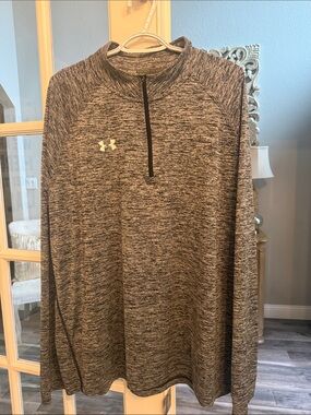 Under Armour Black/Gray Heathered Quarter-Zip Pullover 2XL